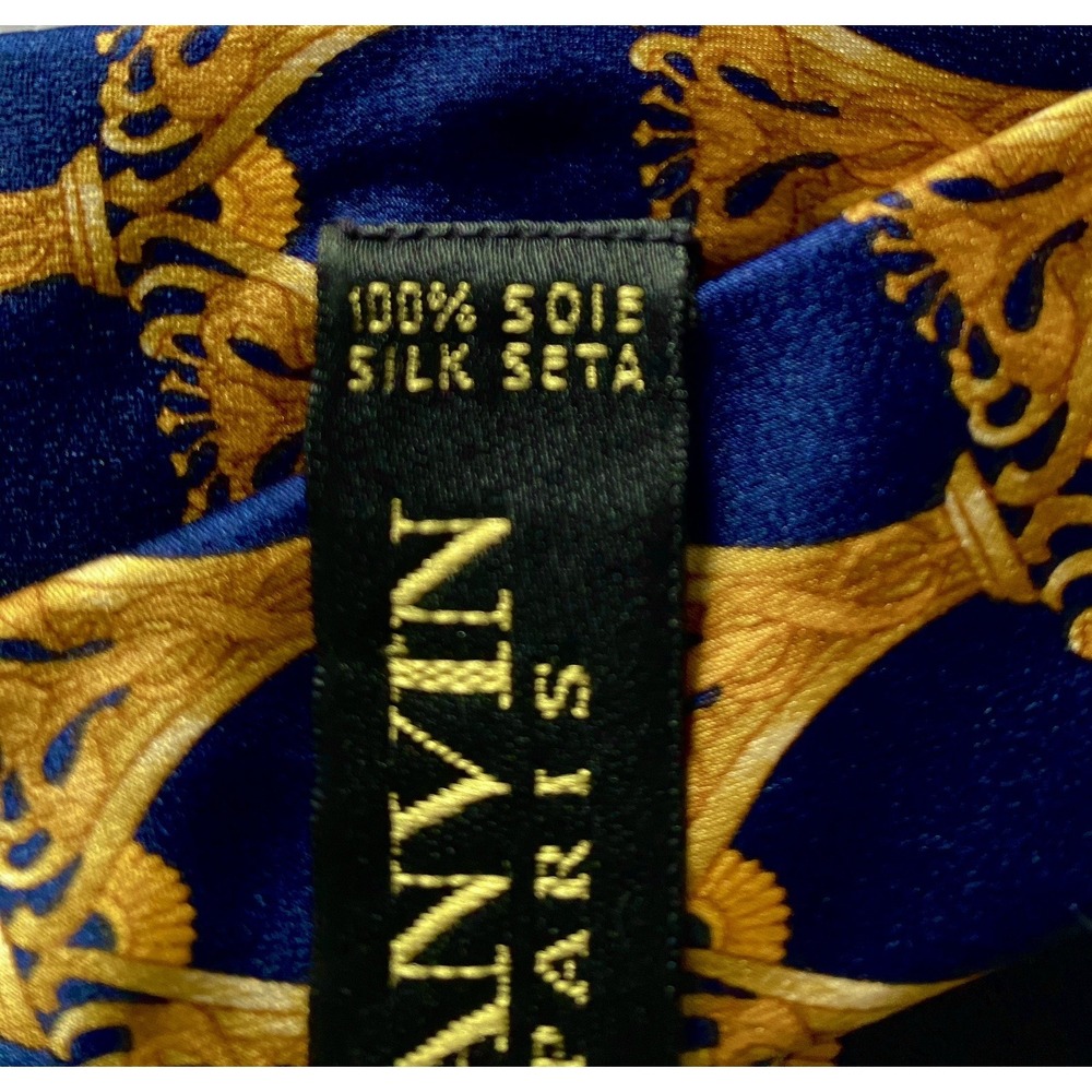 LANVIN Paris France Blue Gold Cup 🏆 Men's Silk Tie Old Money Quiet Luxury - Picture 5 of 6